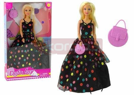 Lalka Lucy sukienka czarna kropki