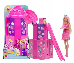 LALKA BARBIE PARTY UNBOXED Urodzinowa niespodzianka ze zjeżdżalnią JKF66
