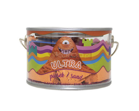 Piasek UltraPiasek puszka 200g 5 foremek pomarańczowy foremki Zamek