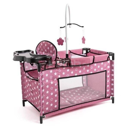 Łóżeczko dla lalki różowe z akcesoriami