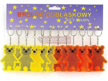 Brelok zawieszka odblaskowa miś 7cm 12szt