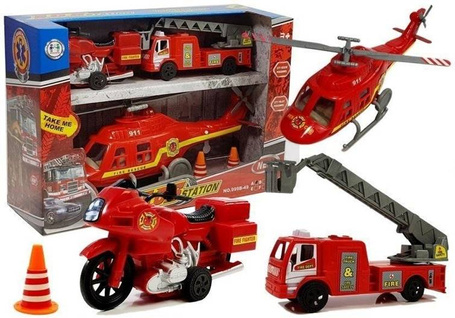 Zestaw pojazdów straż pożarna helikopter motor