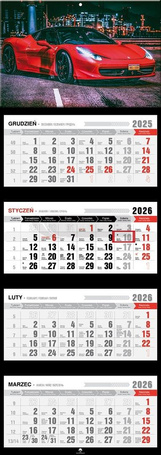 Kalendarz 2026 czterodzieny premium lux car