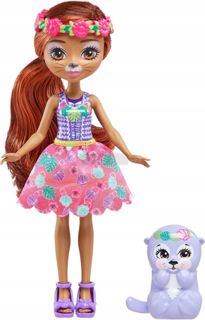 ENCHANTIMALS LALKA WYDRA ONEDA OTTER + zwierzątko wyderka Kelpie HXB98