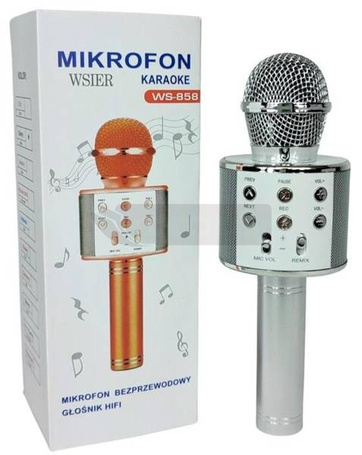 Mikrofon bezprzewodowy srebrny