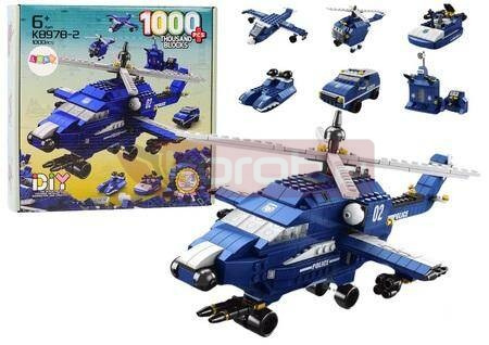 Klocki Konstrukcyjne 6w1 Helikopter police 1000el