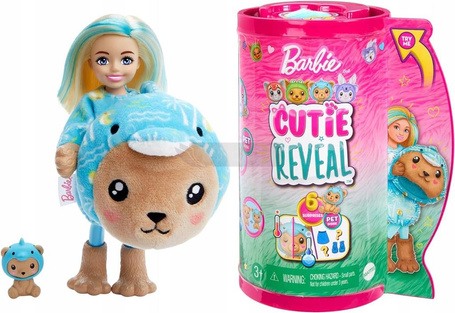 LALKA BARBIE CUTIE REVEAL CHELSEA W KOSTIUMIE MISIA przebranego za DELFINA HRK30