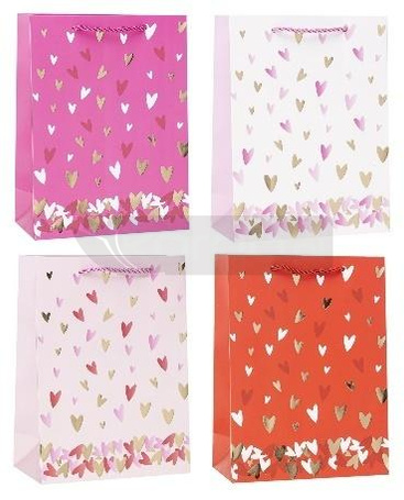 Torebka ozdobna 26x32x10 serce mix ROZETTE