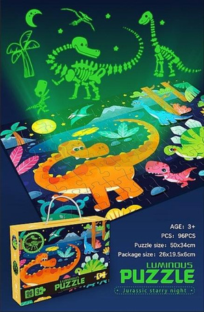 Puzzle 96 dinozaury świecące w ciemności