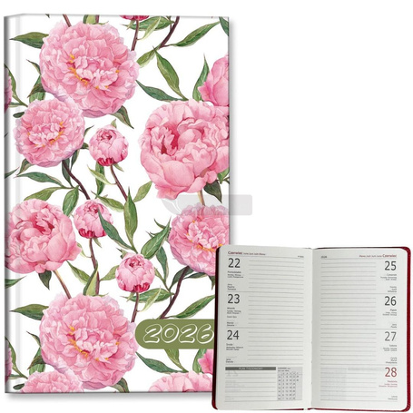 Kalendarz 2026 A6 tygodniowy Peonie