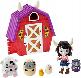 ENCHANTIMALS LALKA CAMBRIE COW + DOMEK ZWIERZĄTEK GTM48