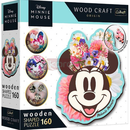 Puzzle 160 elementów Puzzle drewniane konturowe Stylowa Minnie Mouse