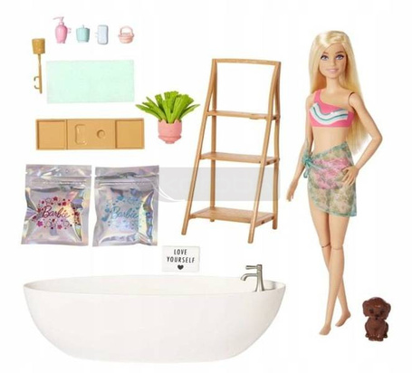LALKA BARBIE DOMOWE SPA konfetti mydlane HKT92