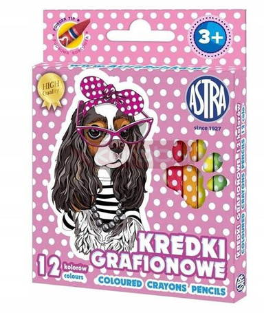 PIESEK KREDKI SZKOLNE ŚWIECOWE GRAFIONOWE 12 kol