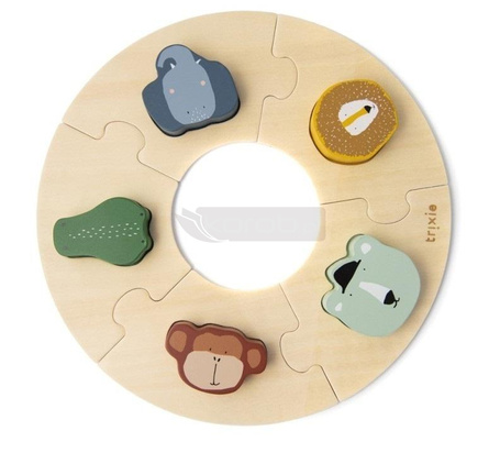 Puzzle drewniane okrągłe ze zwierzątkami