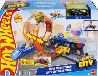 HOT WHEELS CITY Netflix Let's Race ZESTAW POSTERUNEK POLICJI Super pętla JBM71