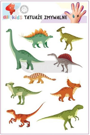 Tatuaże zmywalne dla dzieci Dinozaury