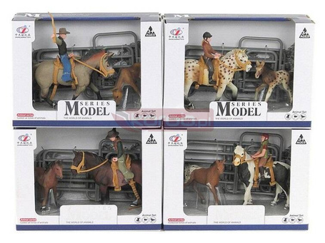 Stadnina, 2 konie, jeździec i akcesoria MIX