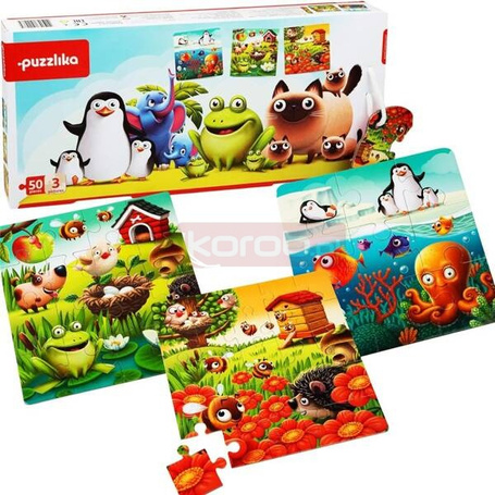 Puzzle 50 3w1 Zwierzęta