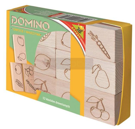 Domino drewniane - owoce i warzywa