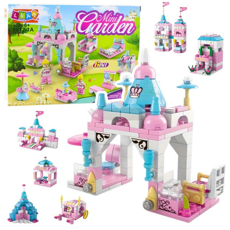 Klocki konstrukcyjne 6w1 budynek różowy 131el