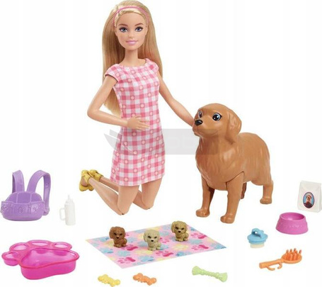 Lalka Barbie narodziny piesków HCK75