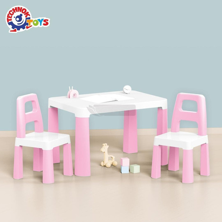 Stół dziecięcy różowy z dwoma krzesełkami