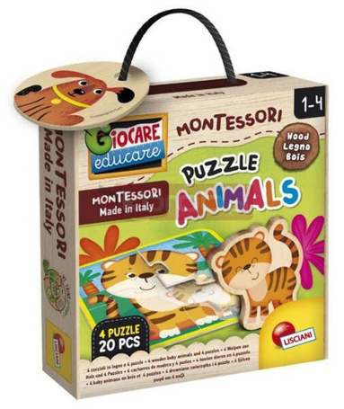 Montessori Puzzle drewniane ze zwierzętami