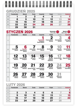 Kalendarz 2026 A5 biurkowy trójdzielny pionowy MIX