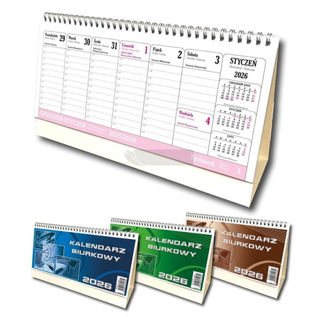 Kalendarz 2026 biurkowy poziom duży mix