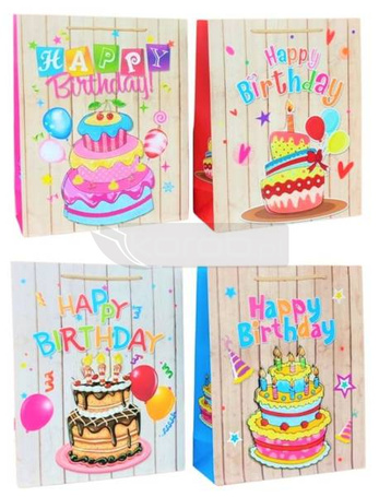 Torebka prezentowa M Birthday 3D brokat