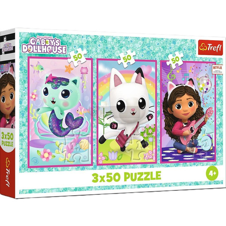 Puzzle 3x50 Poznajcie Gabby i kotki TREFL