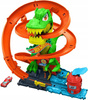 HOT WHEELS CITY ZESTAW TORÓW ZAKRĘCONY TOR REMIZA T-REXA + autko, zestaw +4 JBM73