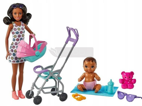 Lalka Barbie Skipper z wózkiem i bobasem HHB68