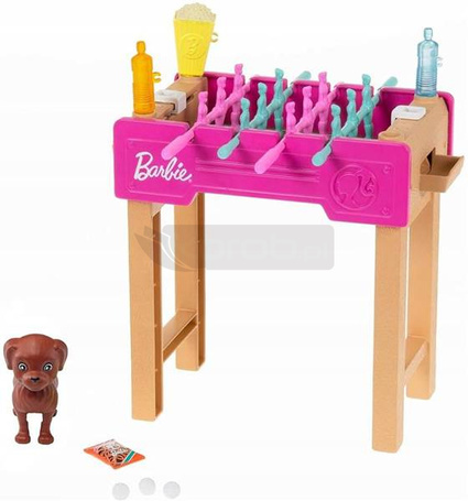 Lalka Barbie mebelki stół do piłkarzyków i akcesoria GRG77