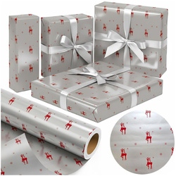 Papier srebrny Czerwony Renifer X-Strong 57cmx25m