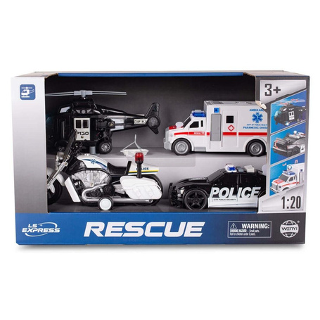Zestaw policyjny z radiowozem i karetką 4el