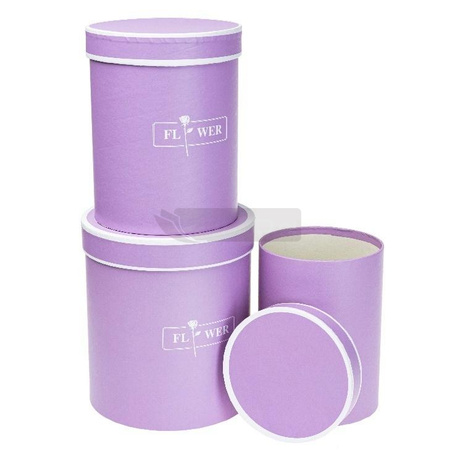 Pudełko Flower Box 3szt purpurowy ROZETTE