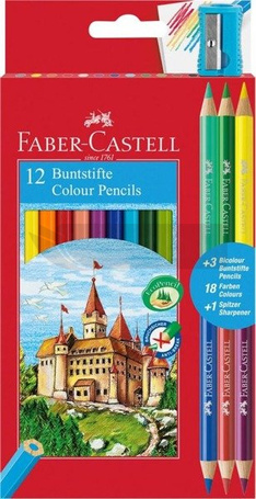 Kredki Zamek 12kol.+3 kredki+temper. FABER CASTELL