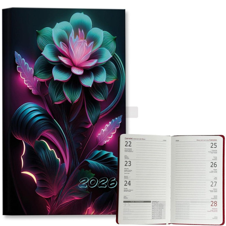 Kalendarz 2026 A6 tygodniowy Neonowe Kwiaty