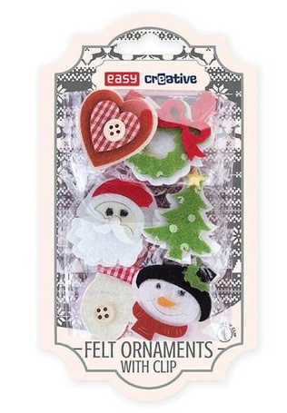 Ozdoby z filcu z klipsem motyw świąteczny EASY