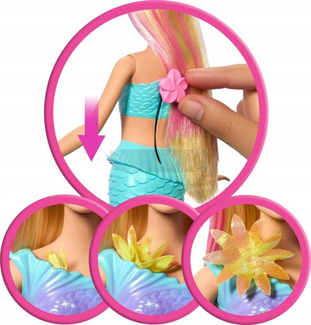 LALKA BARBIE SYRENKA ROZKWITAJĄCE KWIATY syrenka z magicznymi kwiatami JDM72
