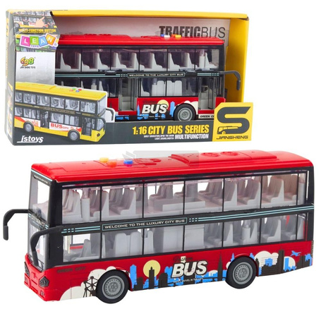 Autobus miejski piętrowy napęd światło dżwięk 1:16