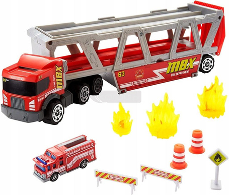 MATCHBOX WÓZ STRAŻACKI TRANSPORTER + AKCESORIA GWM23