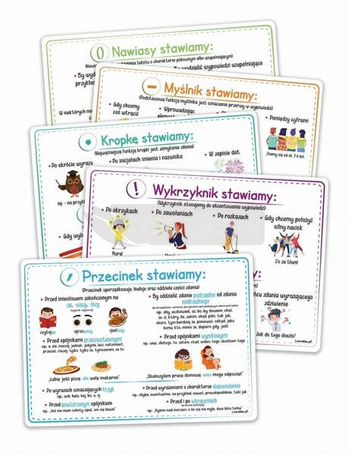Plansze edukacyjne A4-Znaki interpunkcyjne 5 kart