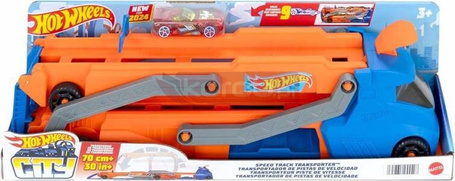 HOT WHEELS CITY MIEJSKI TRANSPORTER AUTEK tor wyścigowy z wyrzutnią + autko HYT83