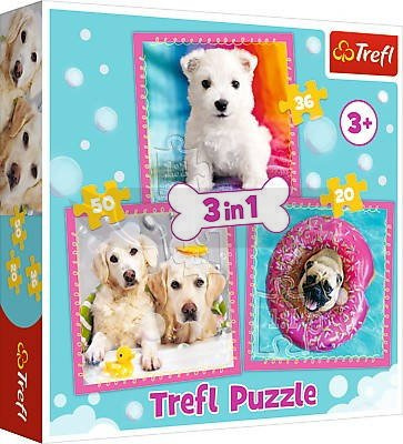 Puzzle 3w1 - Pieski w kąpieli