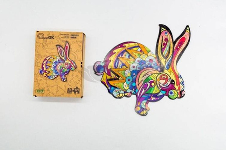 Puzzle drewniane eko 121 Puszysty królik A3