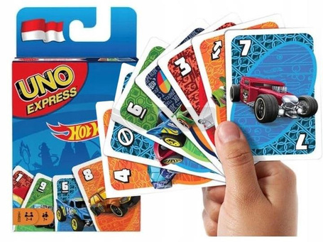 GRA KARTY UNO EXPRESS HOT WHEELS, gra rodzinna dla dzieci +7 lat JDF58