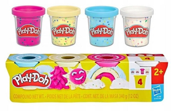 PLAY DOH CIASTOLINA zestaw 4 TUB z ciastoliną confetti +2 lata G1736